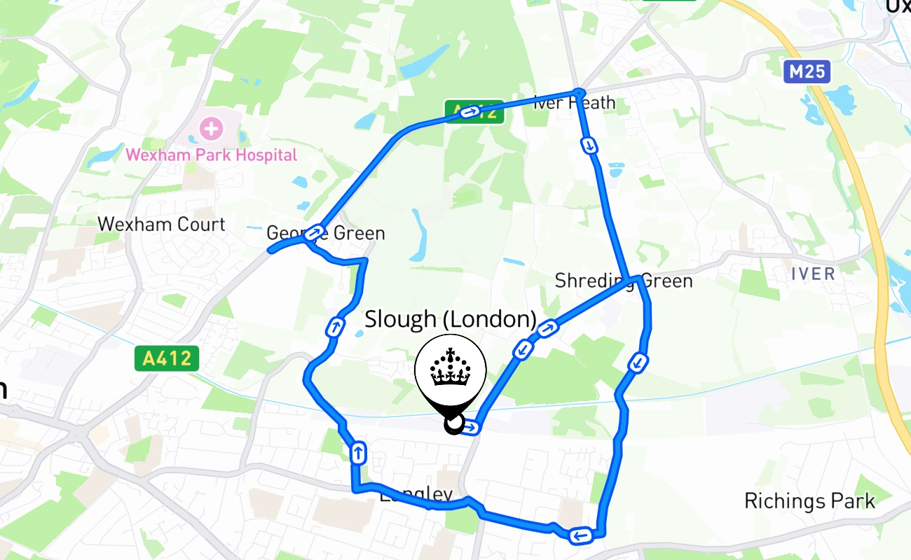 Slough (London) 驾考路线 #2275 地图 - ENG 英国