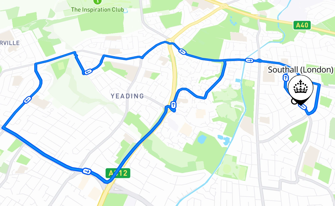 Southall (London) 驾考路线 #2497 地图 - ENG 英国