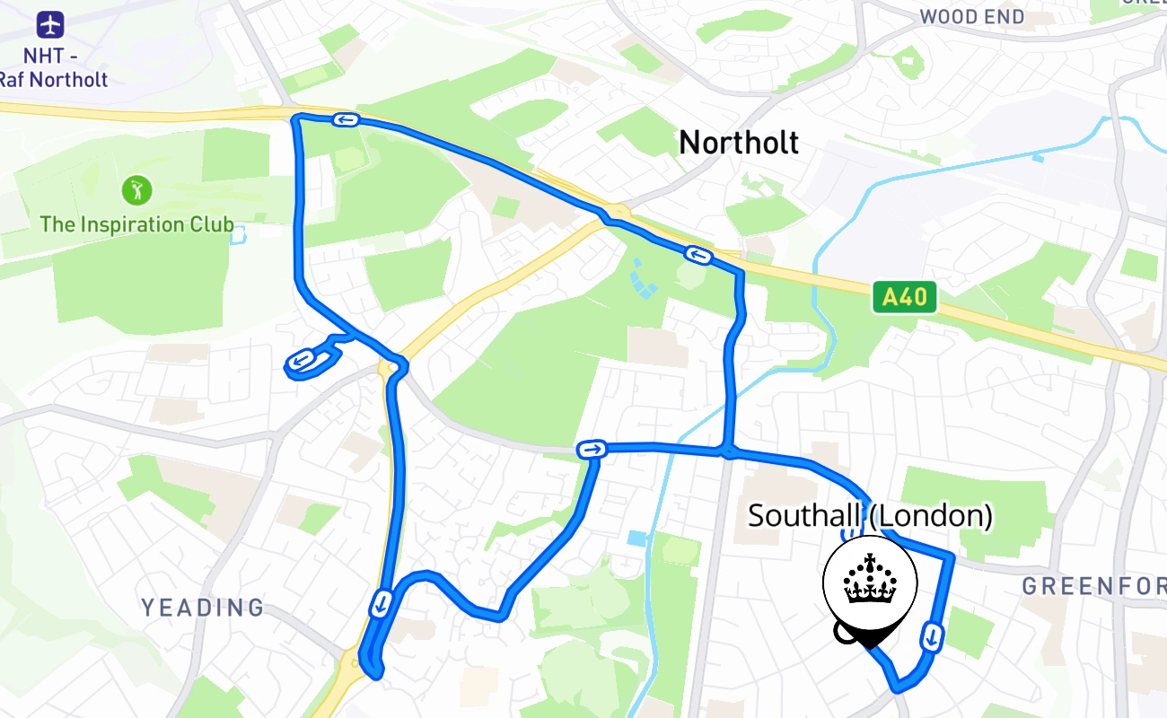 Southall (London) 驾考路线 #2498 地图 - ENG 英国