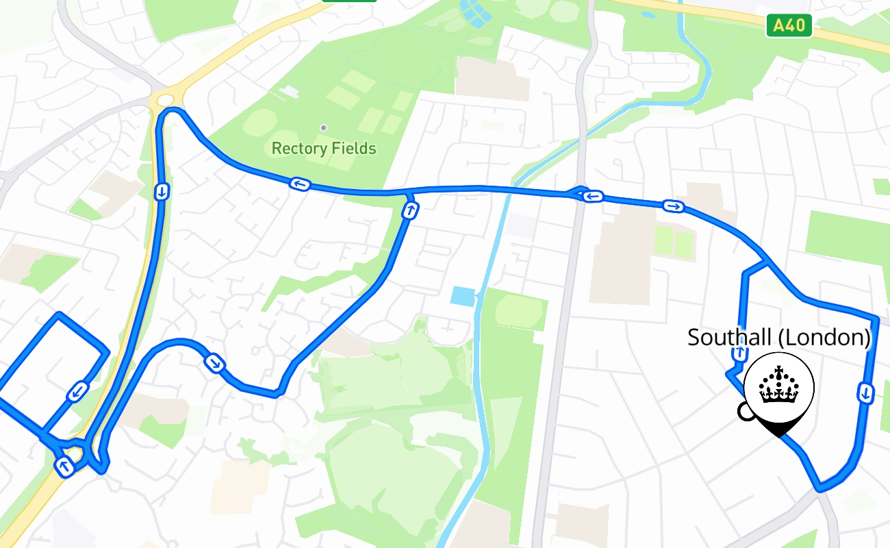 Southall (London) 驾考路线 #2499 地图 - ENG 英国