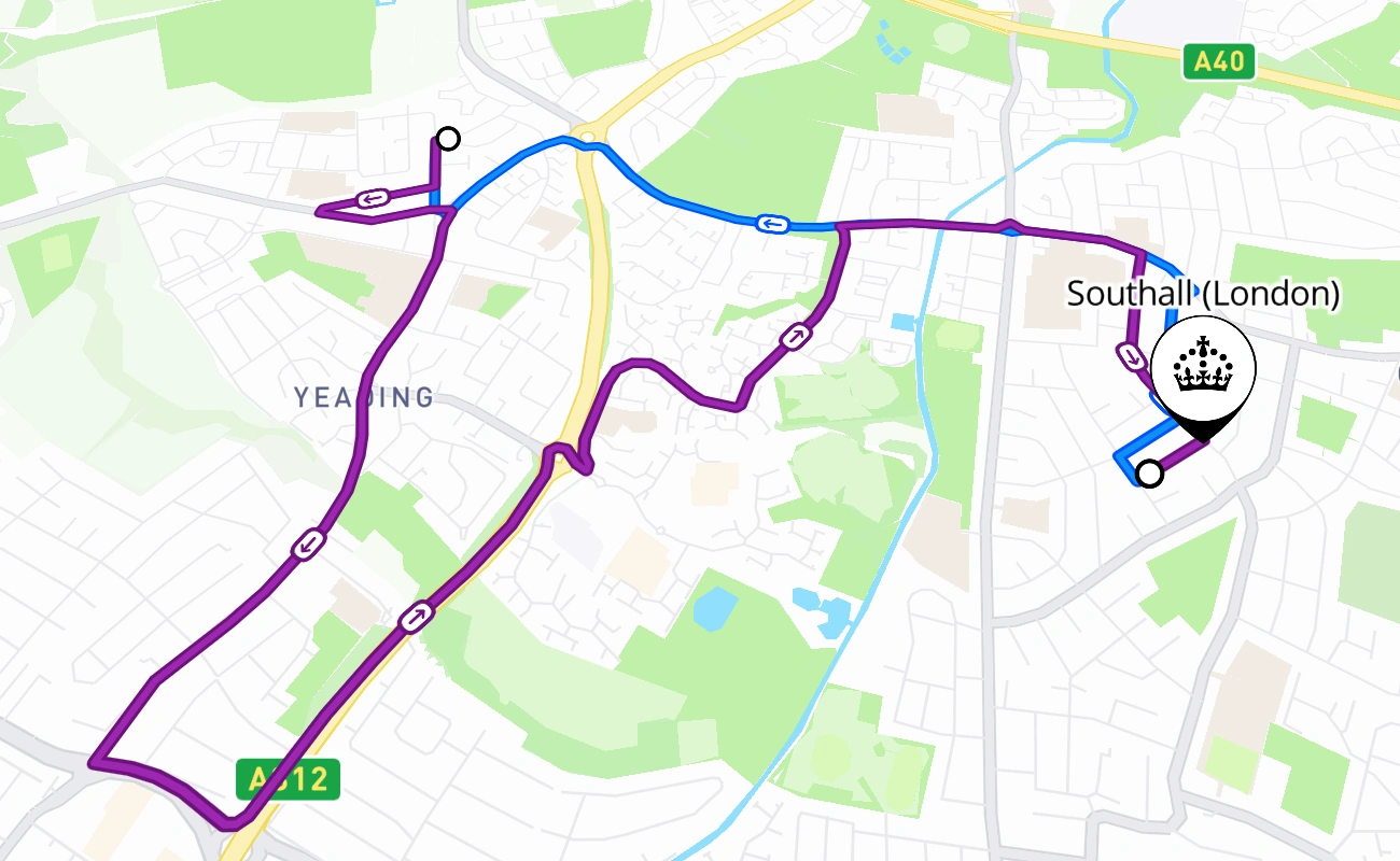Southall (London) 驾考路线 #2501 地图 - ENG 英国