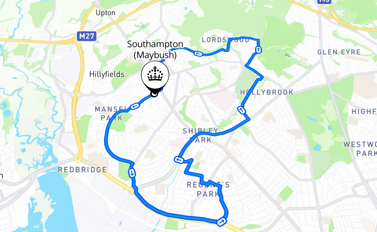 Southampton (Maybush) 驾考路线 #1919 地图 - ENG 英国