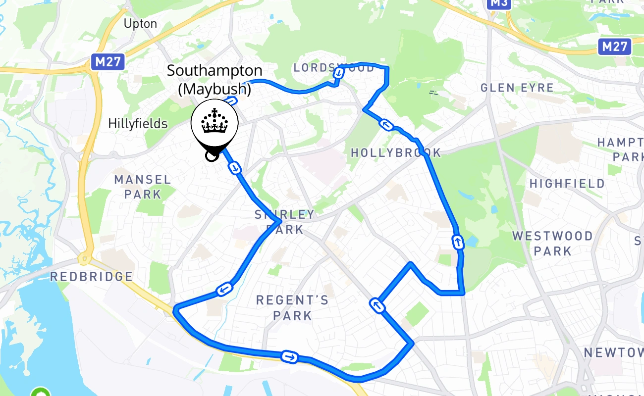 Southampton (Maybush) 驾考路线 #1922 地图 - ENG 英国