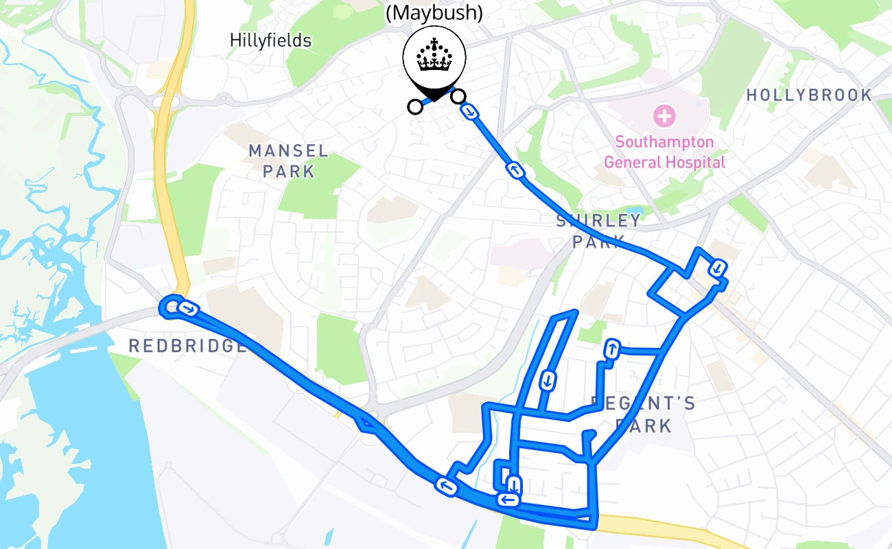Southampton (Maybush) 驾考路线 #1923 地图 - ENG 英国