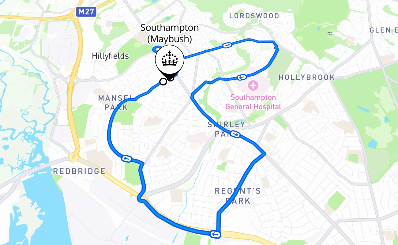 Southampton (Maybush) 驾考路线 #1924 地图 - ENG 英国