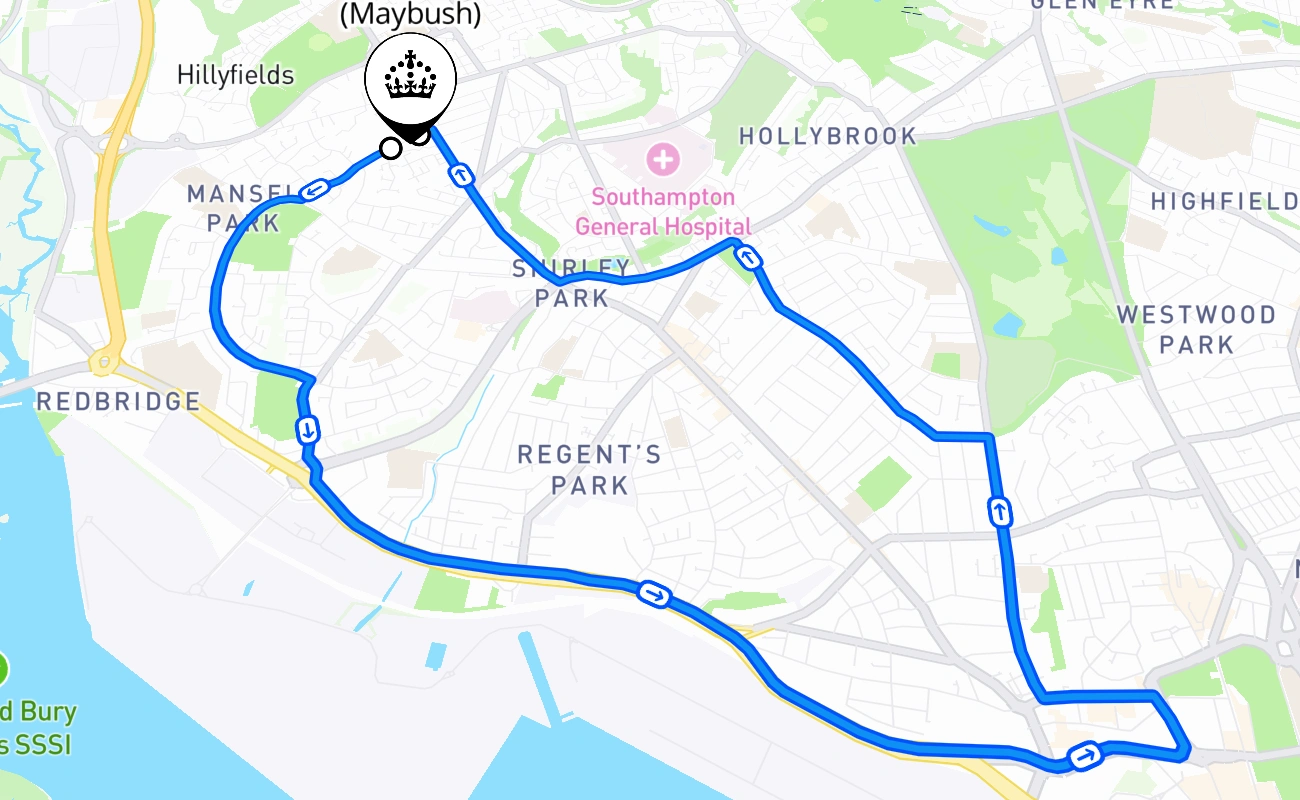 Southampton (Maybush) 驾考路线 #1926 地图 - ENG 英国