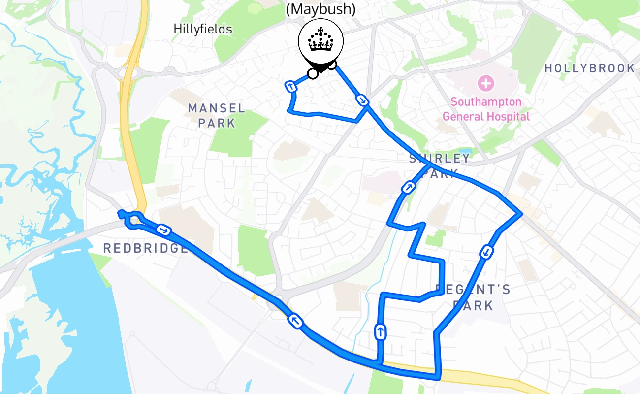 Southampton (Maybush) 驾考路线 #1928 地图 - ENG 英国