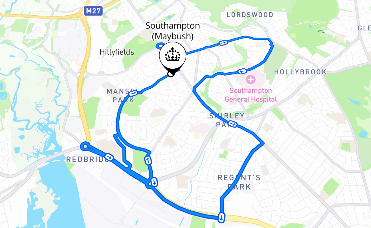 Southampton (Maybush) 驾考路线 #1930 地图 - ENG 英国