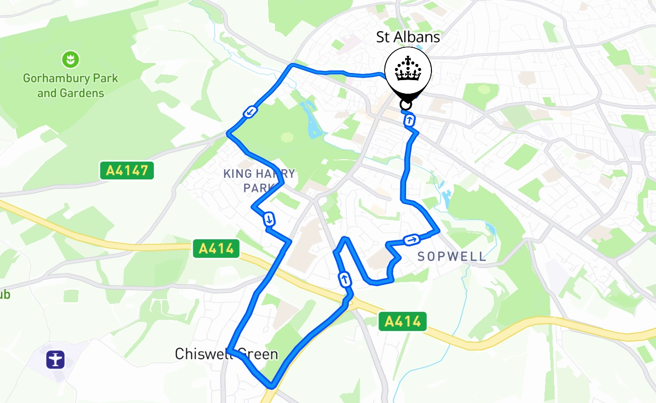 St Albans 驾考路线 #1813 地图 - ENG 英国