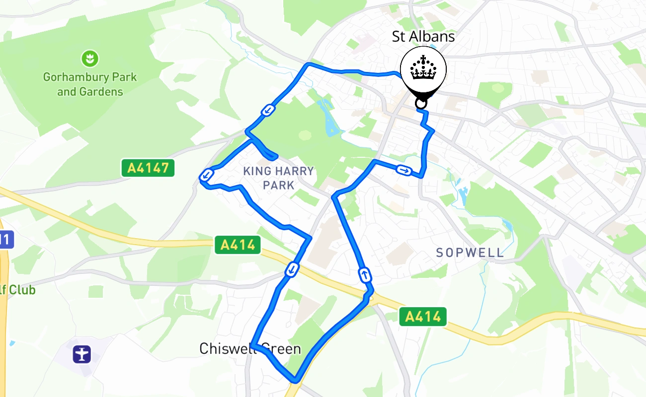 St Albans 驾考路线 #1815 地图 - ENG 英国