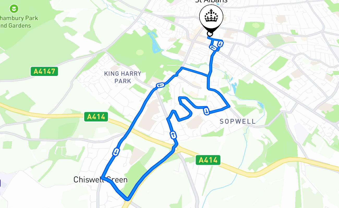 St Albans 驾考路线 #1817 地图 - ENG 英国