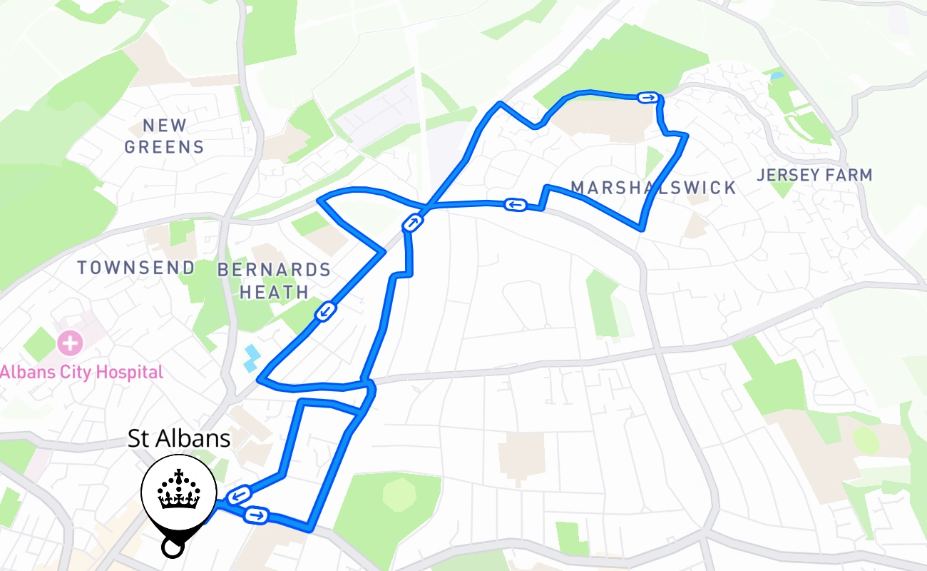 St Albans 驾考路线 #1818 地图 - ENG 英国