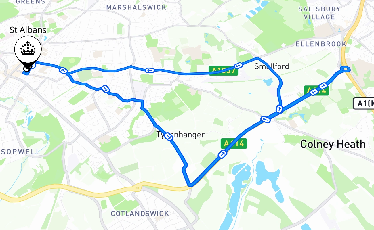 St Albans 驾考路线 #1821 地图 - ENG 英国