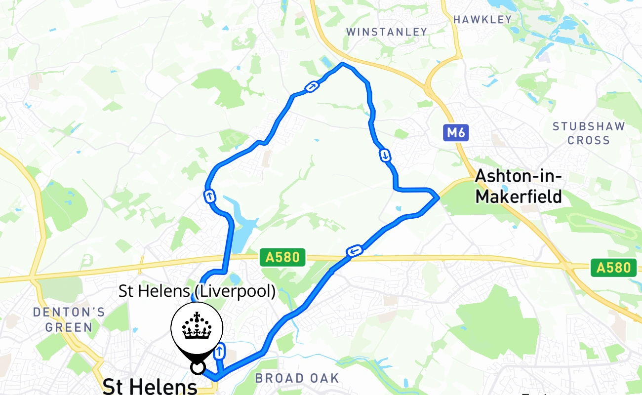 St Helens (Liverpool) 驾考路线 #1221 地图 - ENG 英国
