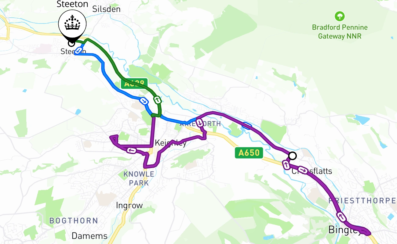 Steeton driving test route #2658 map - ENG United Kingdom