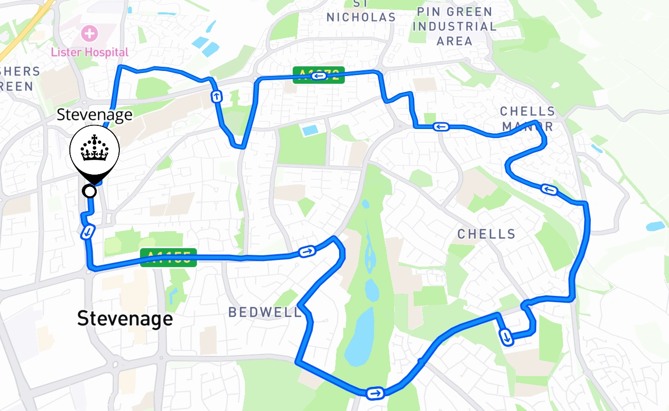 Stevenage 驾考路线 #1885 地图 - ENG 英国