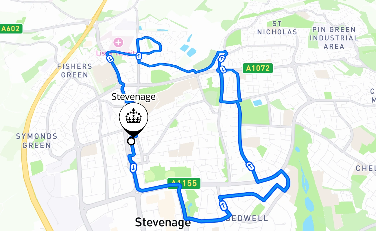 Stevenage 驾考路线 #1887 地图 - ENG 英国