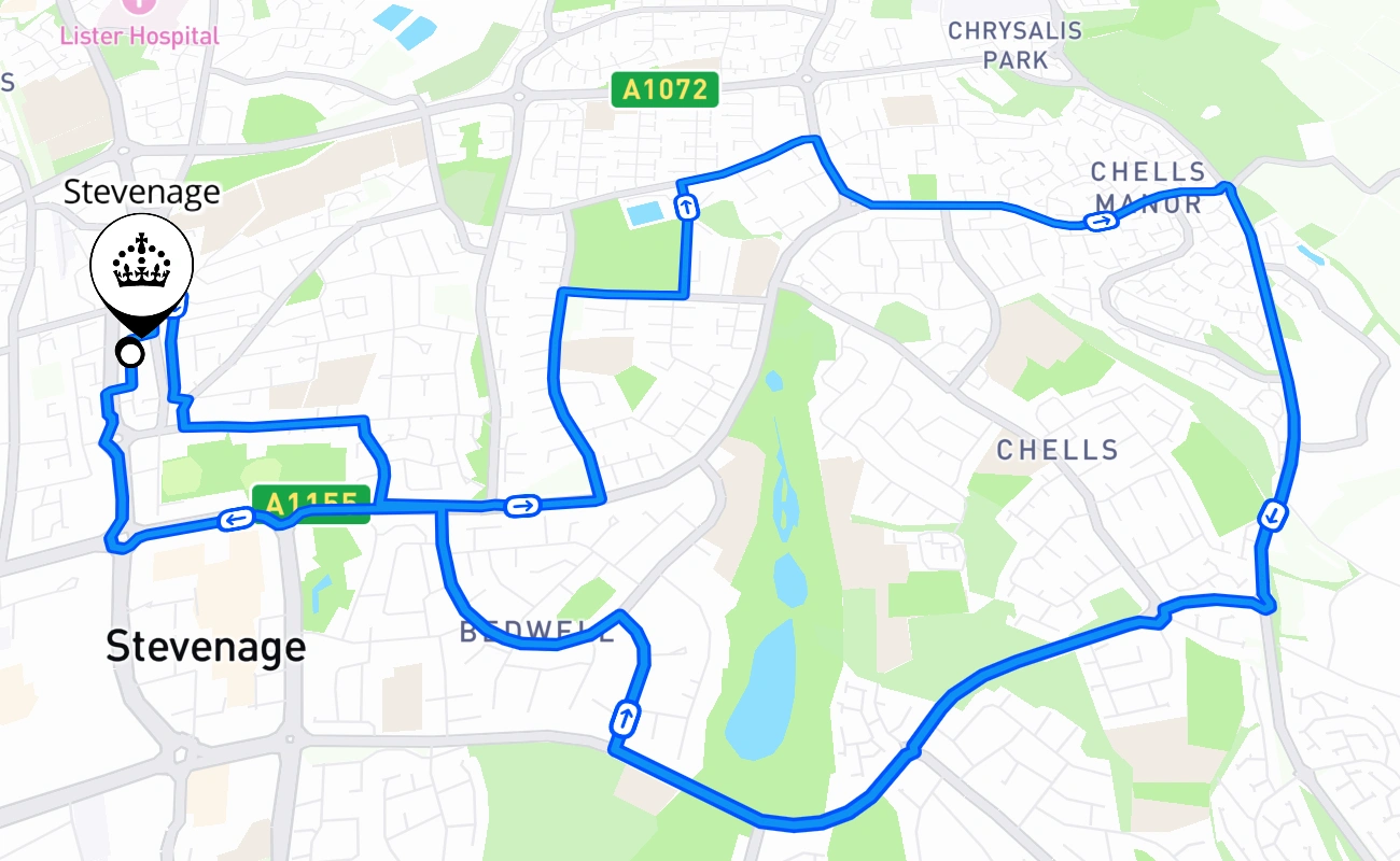 Stevenage 驾考路线 #1888 地图 - ENG 英国