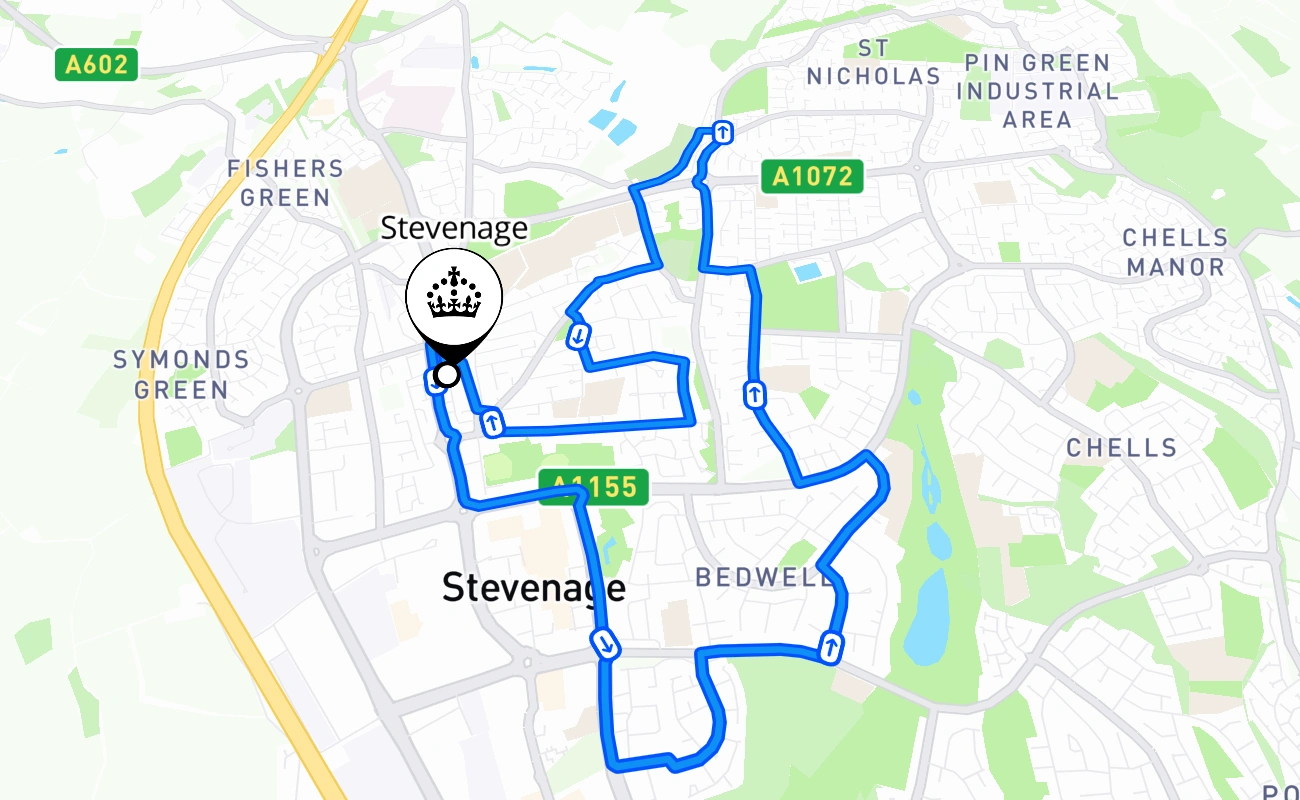 Stevenage 驾考路线 #1889 地图 - ENG 英国