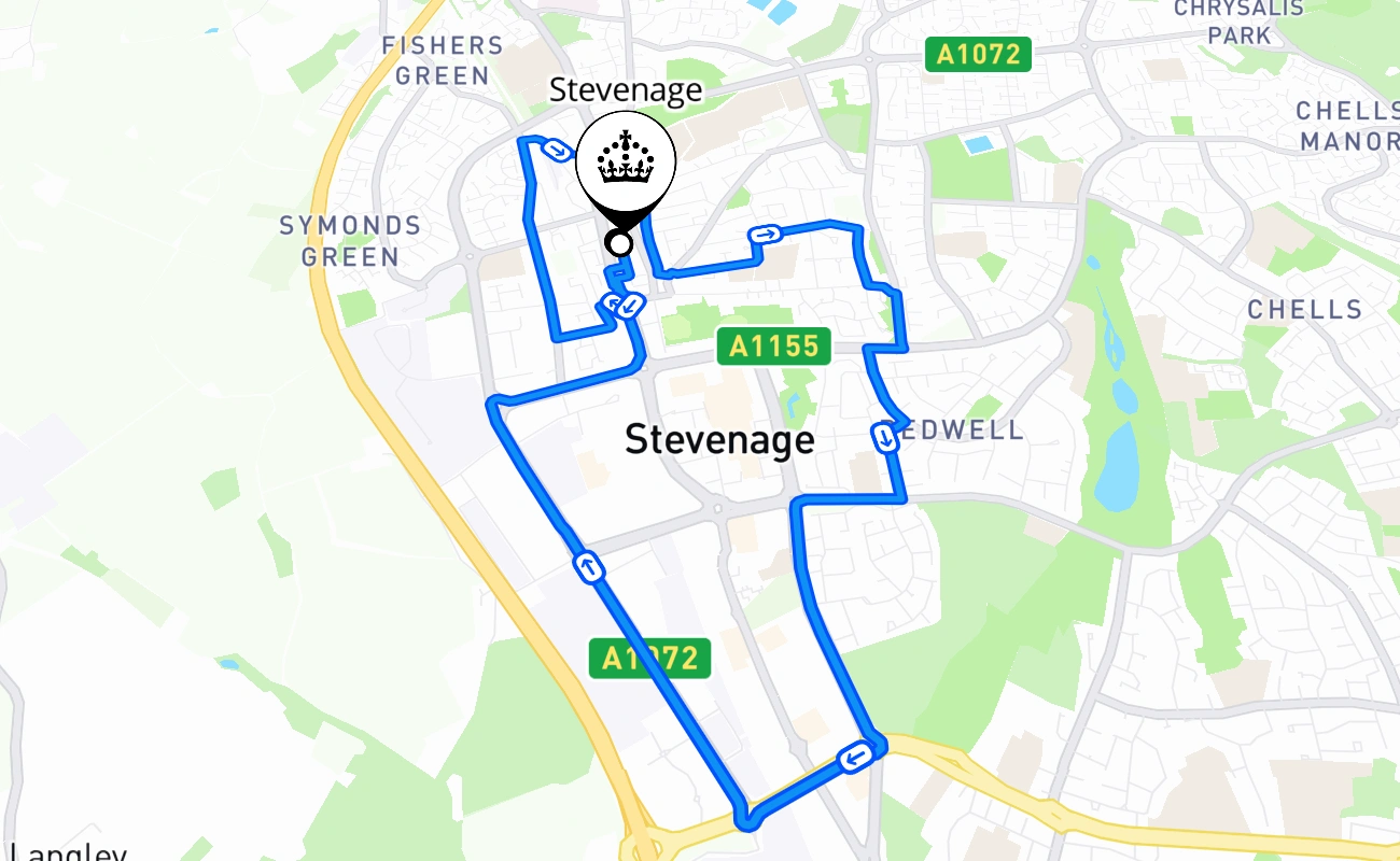 Stevenage 驾考路线 #1891 地图 - ENG 英国