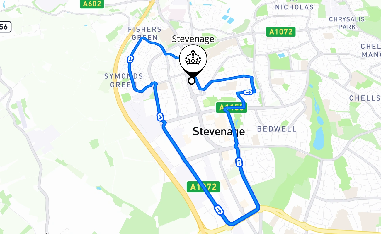 Stevenage 驾考路线 #1892 地图 - ENG 英国