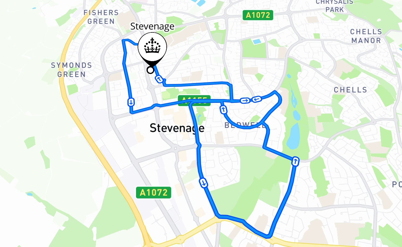 Stevenage 驾考路线 #1898 地图 - ENG 英国