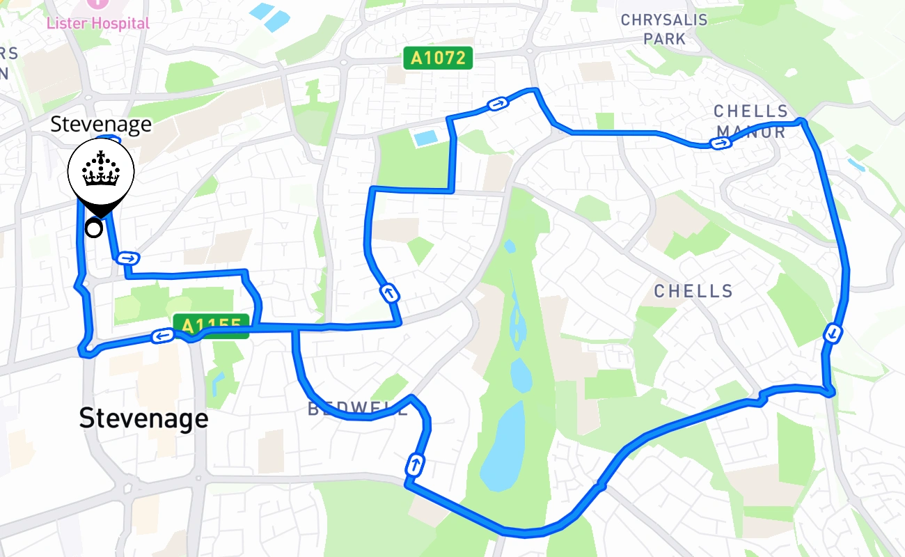 Stevenage 驾考路线 #1899 地图 - ENG 英国