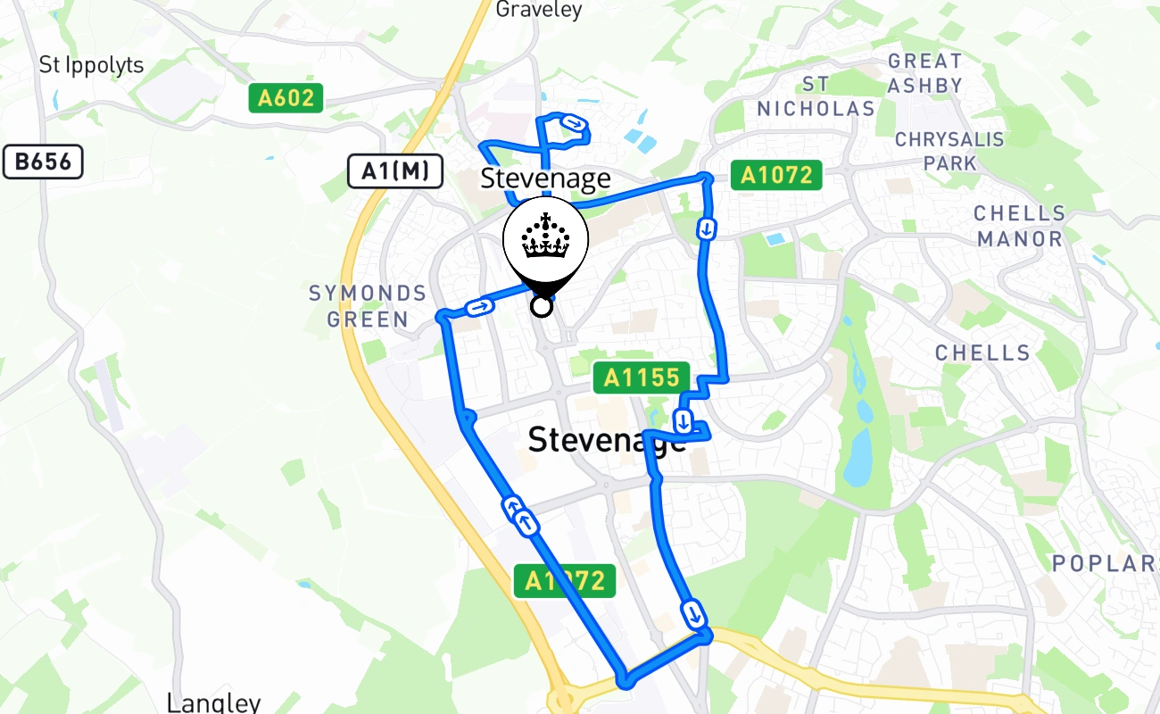Stevenage 驾考路线 #1900 地图 - ENG 英国