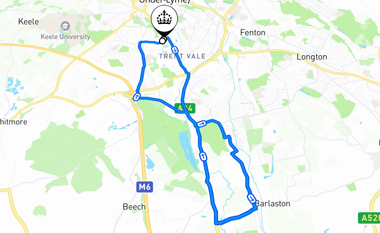 Stoke-on-Trent (Newcastle-Under-Lyme) 驾考路线 #2286 地图 - ENG 英国