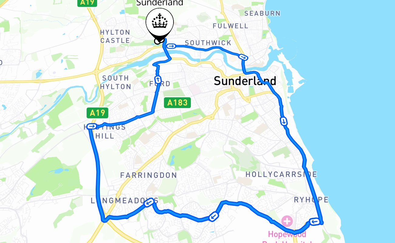 Sunderland 驾考路线 #2440 地图 - ENG 英国