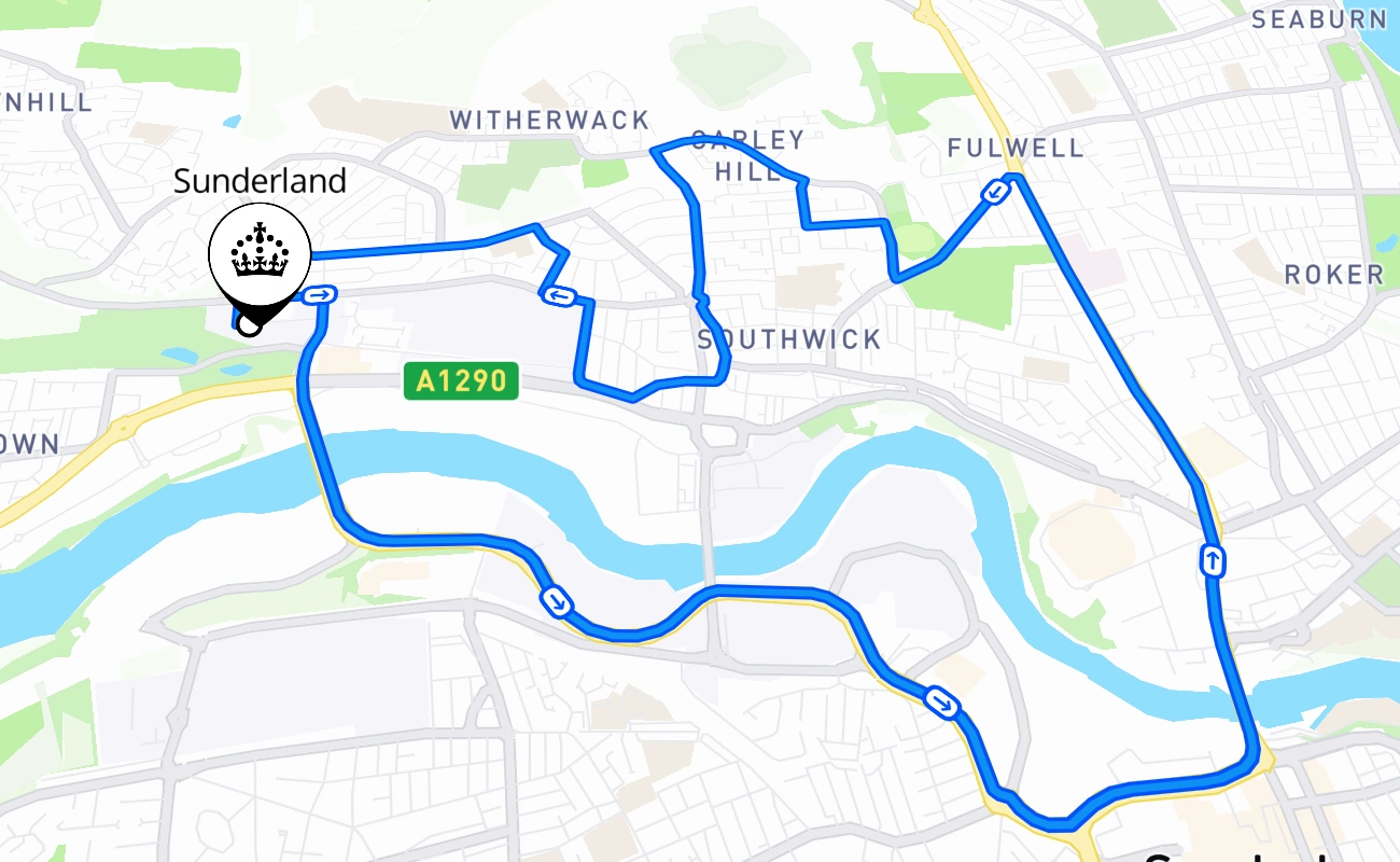 Sunderland 驾考路线 #2442 地图 - ENG 英国