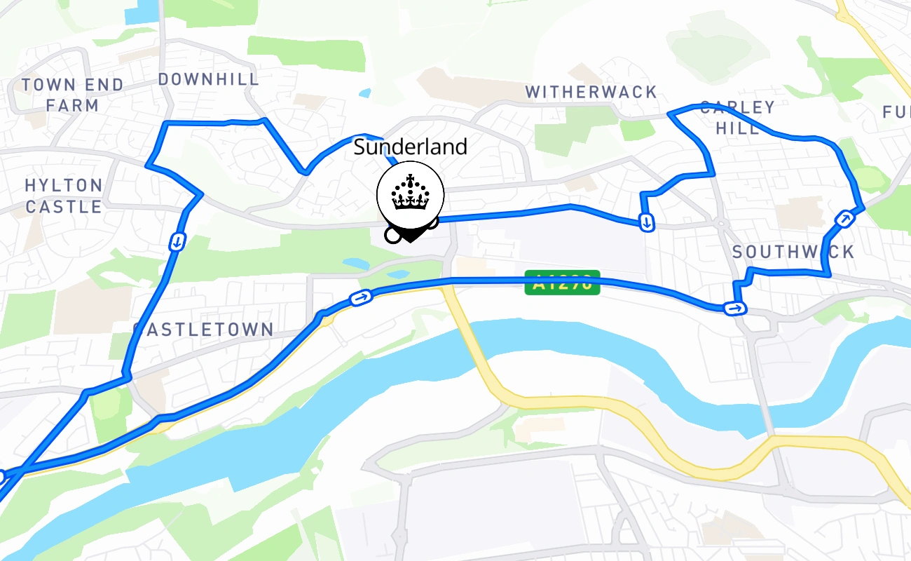Sunderland 驾考路线 #2443 地图 - ENG 英国