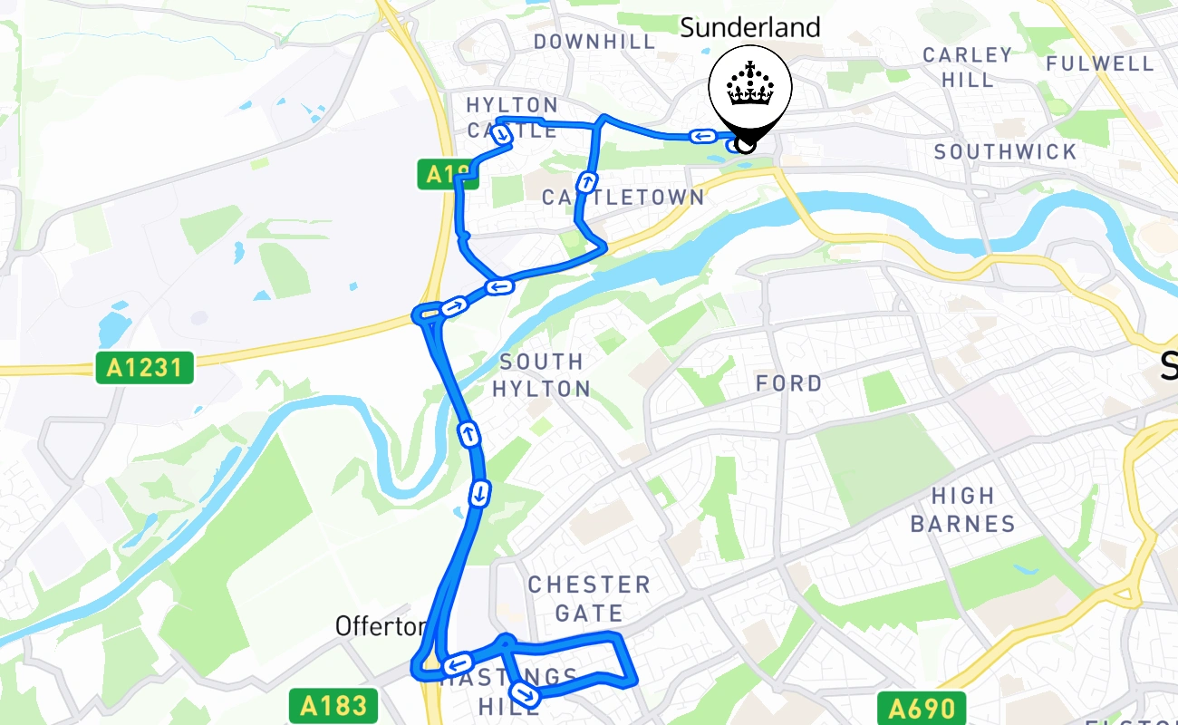 Sunderland 驾考路线 #2757 地图 - ENG 英国