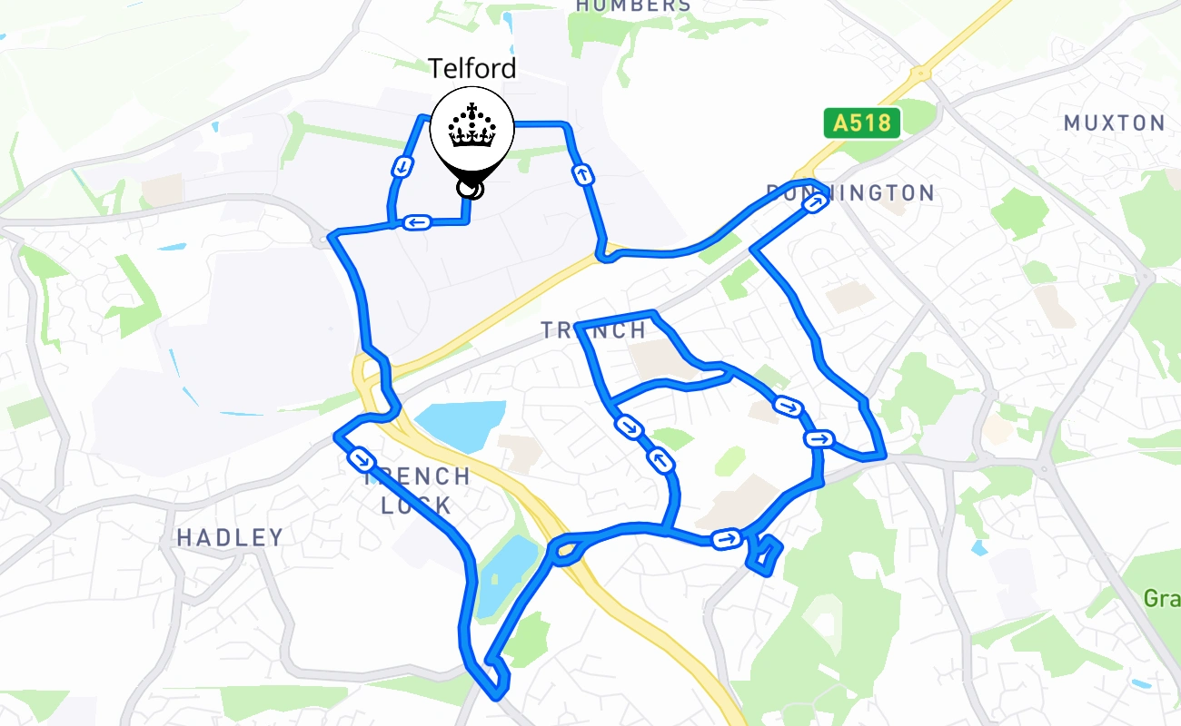 Telford 驾考路线 #1644 地图 - ENG 英国