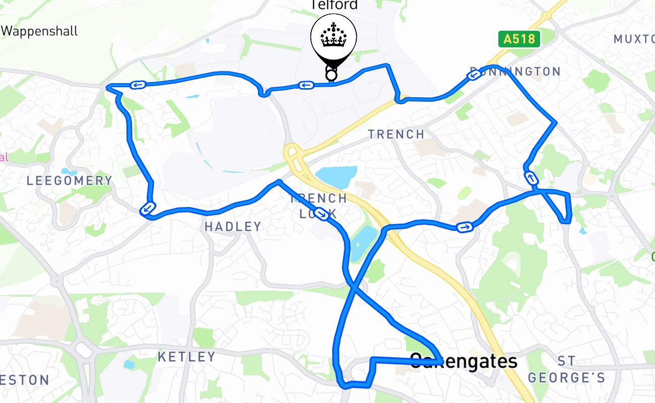 Telford 驾考路线 #1645 地图 - ENG 英国