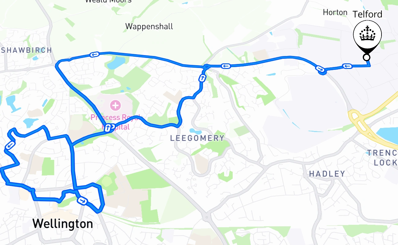 Telford 驾考路线 #1647 地图 - ENG 英国