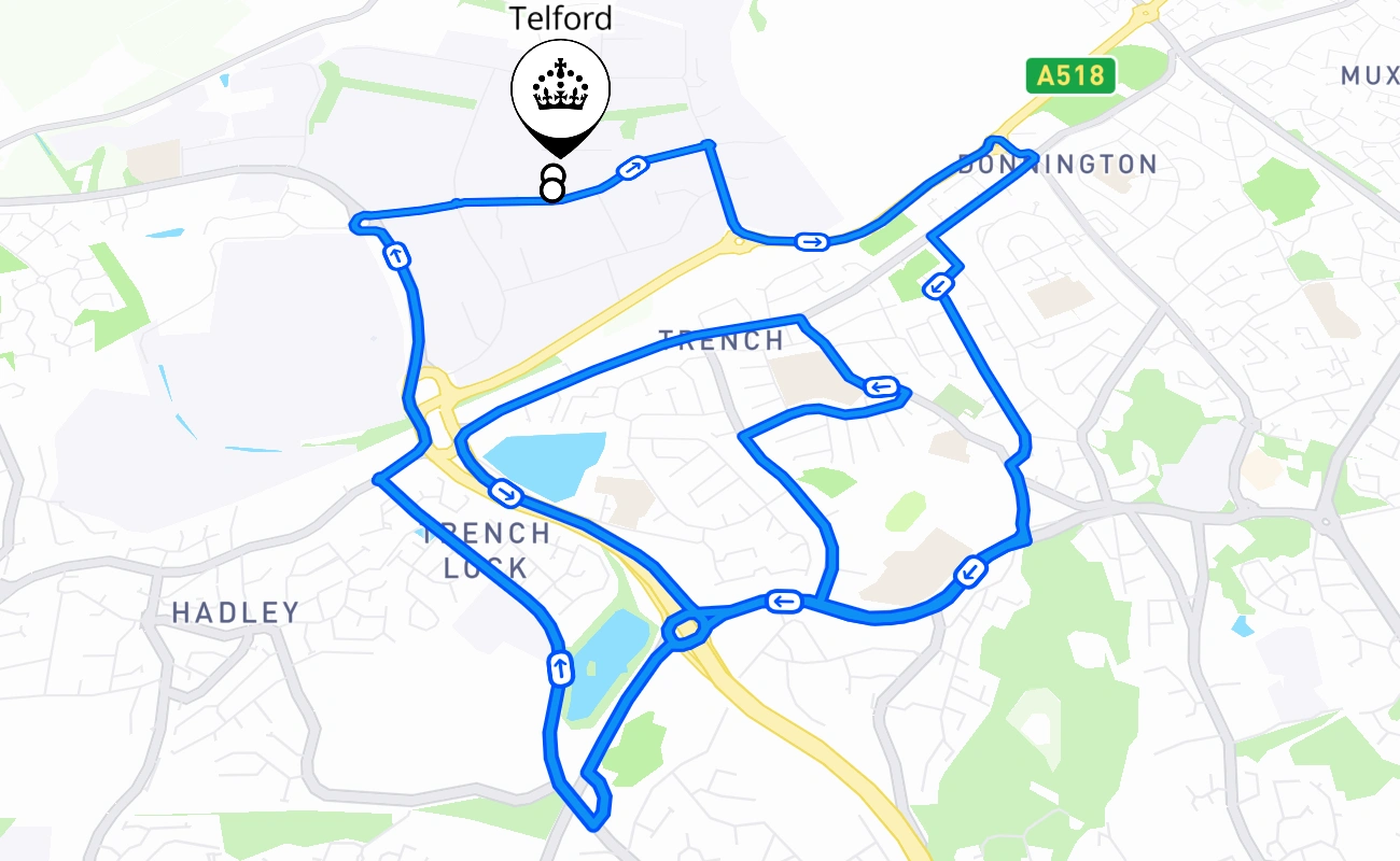 Telford 驾考路线 #1648 地图 - ENG 英国