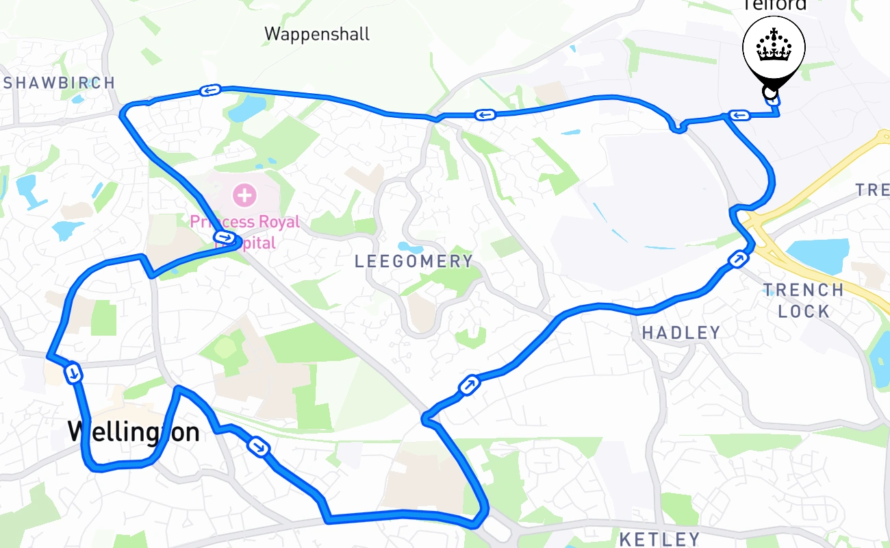 Telford 驾考路线 #1651 地图 - ENG 英国