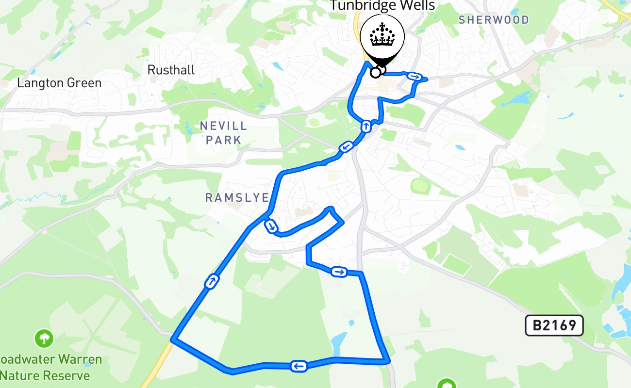Tunbridge Wells 驾考路线 #1030 地图 - ENG 英国