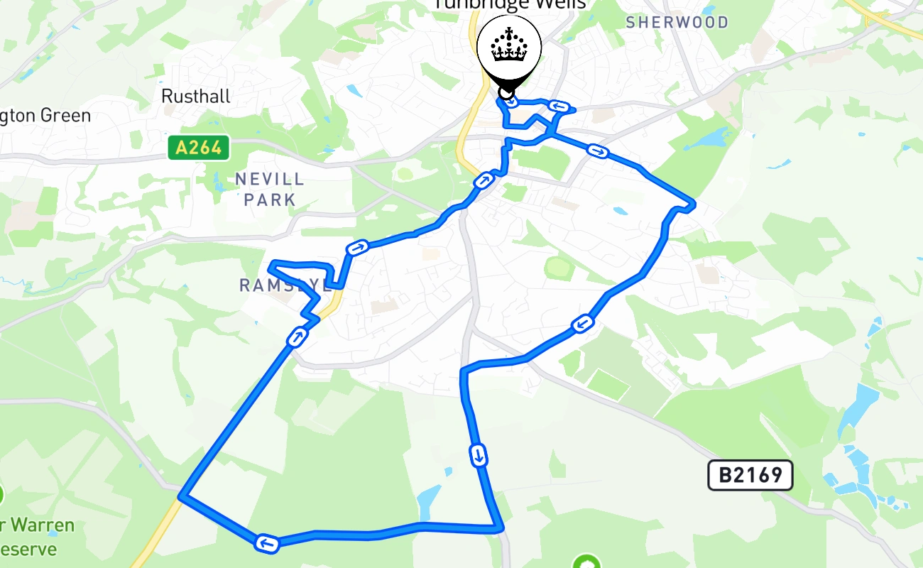 Tunbridge Wells 驾考路线 #1031 地图 - ENG 英国