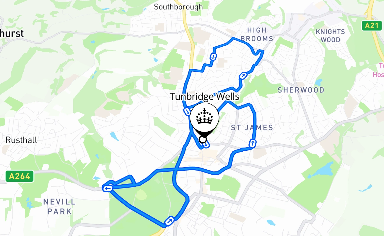 Tunbridge Wells 驾考路线 #1081 地图 - ENG 英国
