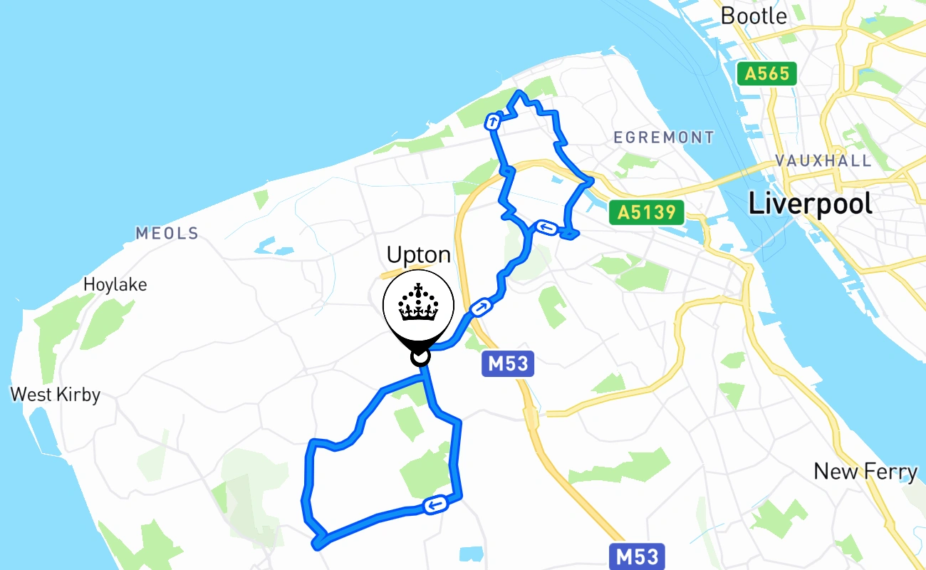 Upton driving test route #1382 map - ENG United Kingdom