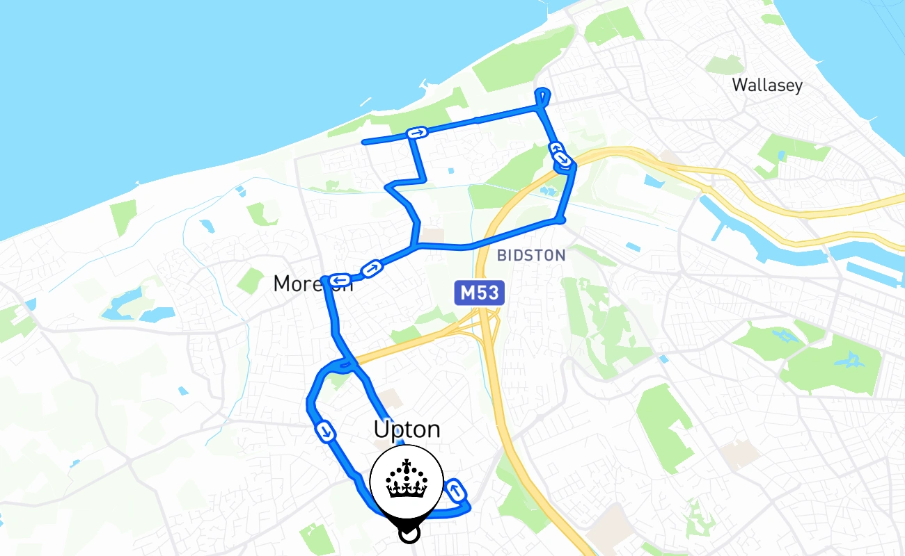 Upton driving test route #1387 map - ENG United Kingdom