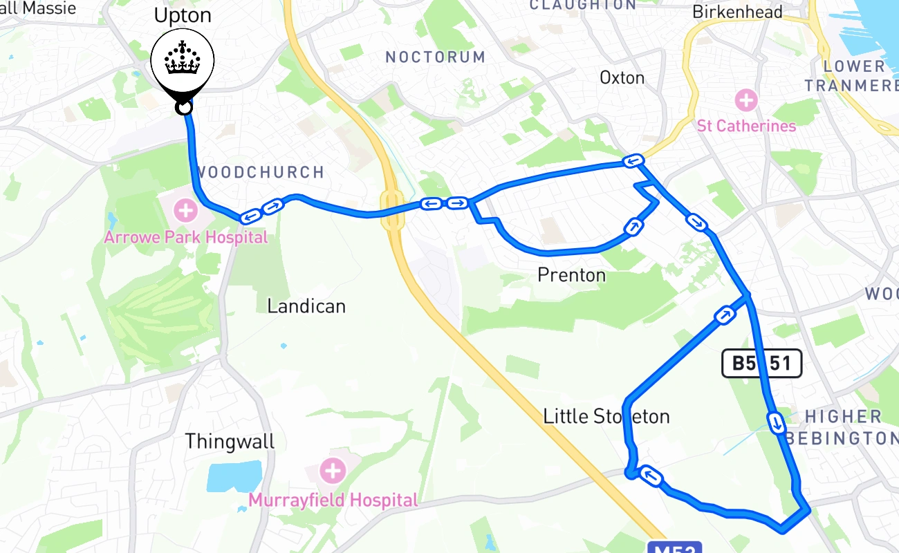 Upton driving test route #1388 map - ENG United Kingdom