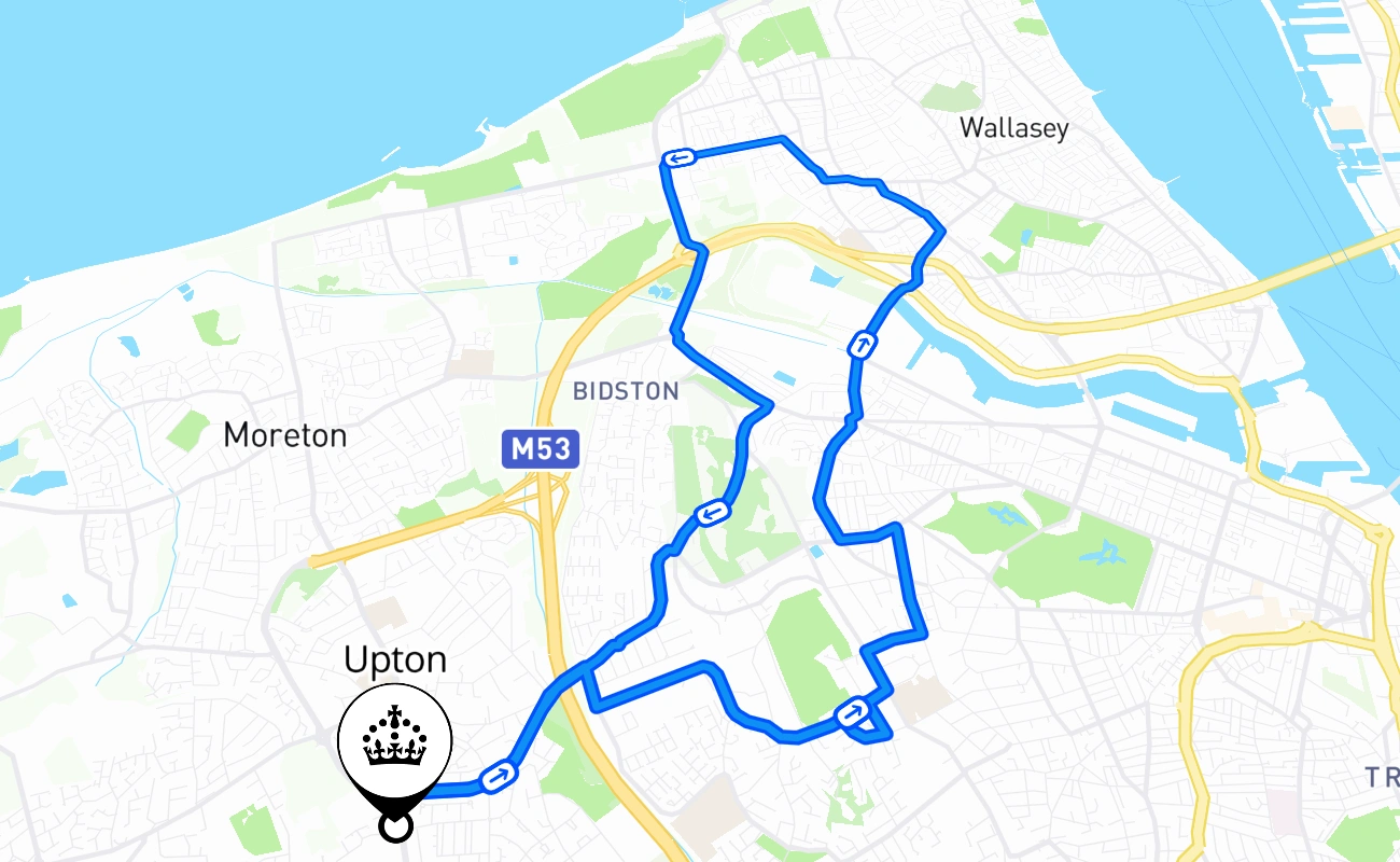 Upton driving test route #1402 map - ENG United Kingdom