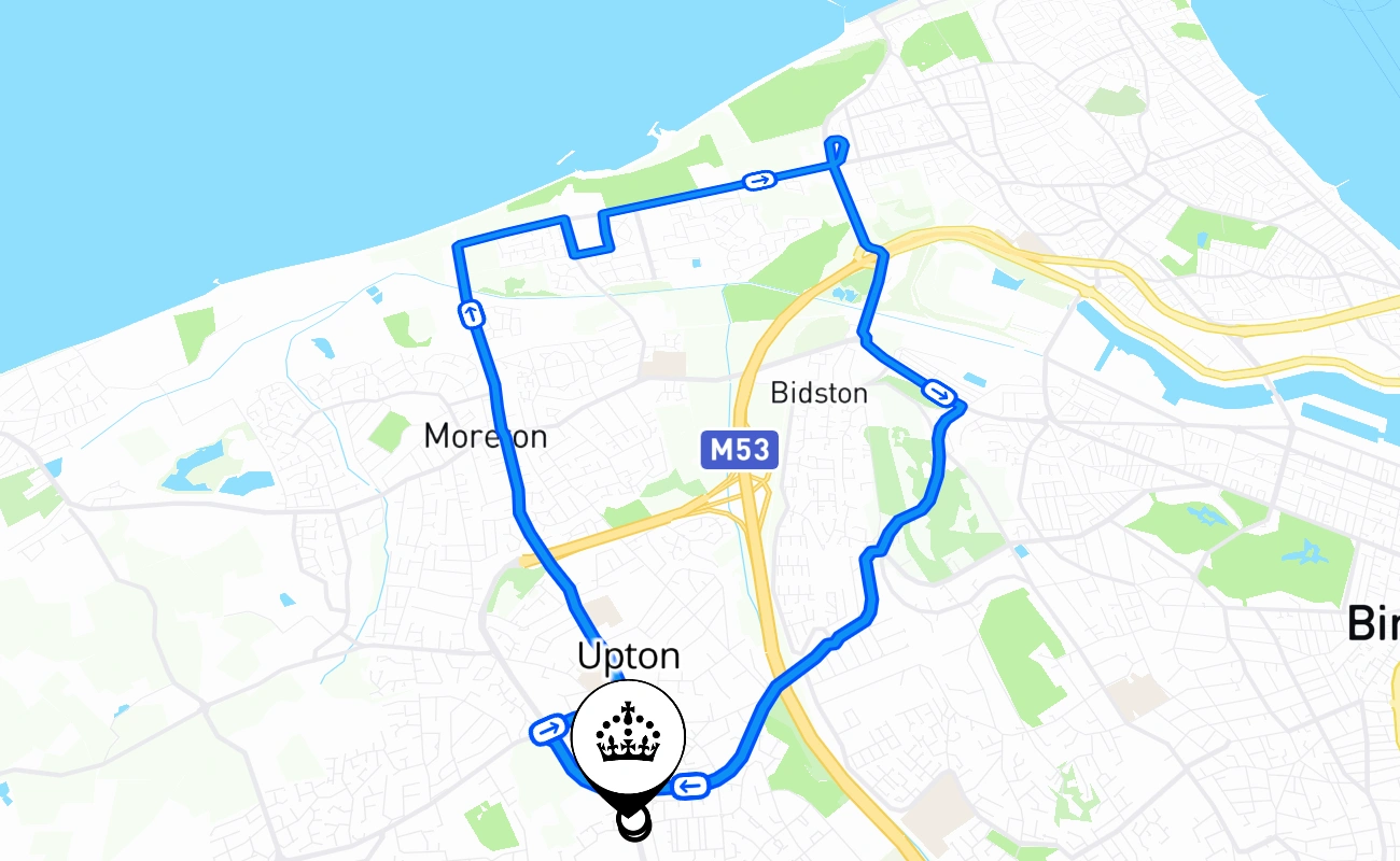 Upton driving test route #2563 map - ENG United Kingdom