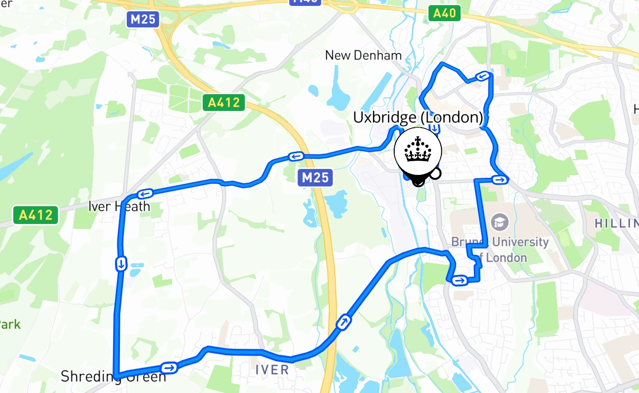 Uxbridge (London) 驾考路线 #2368 地图 - ENG 英国