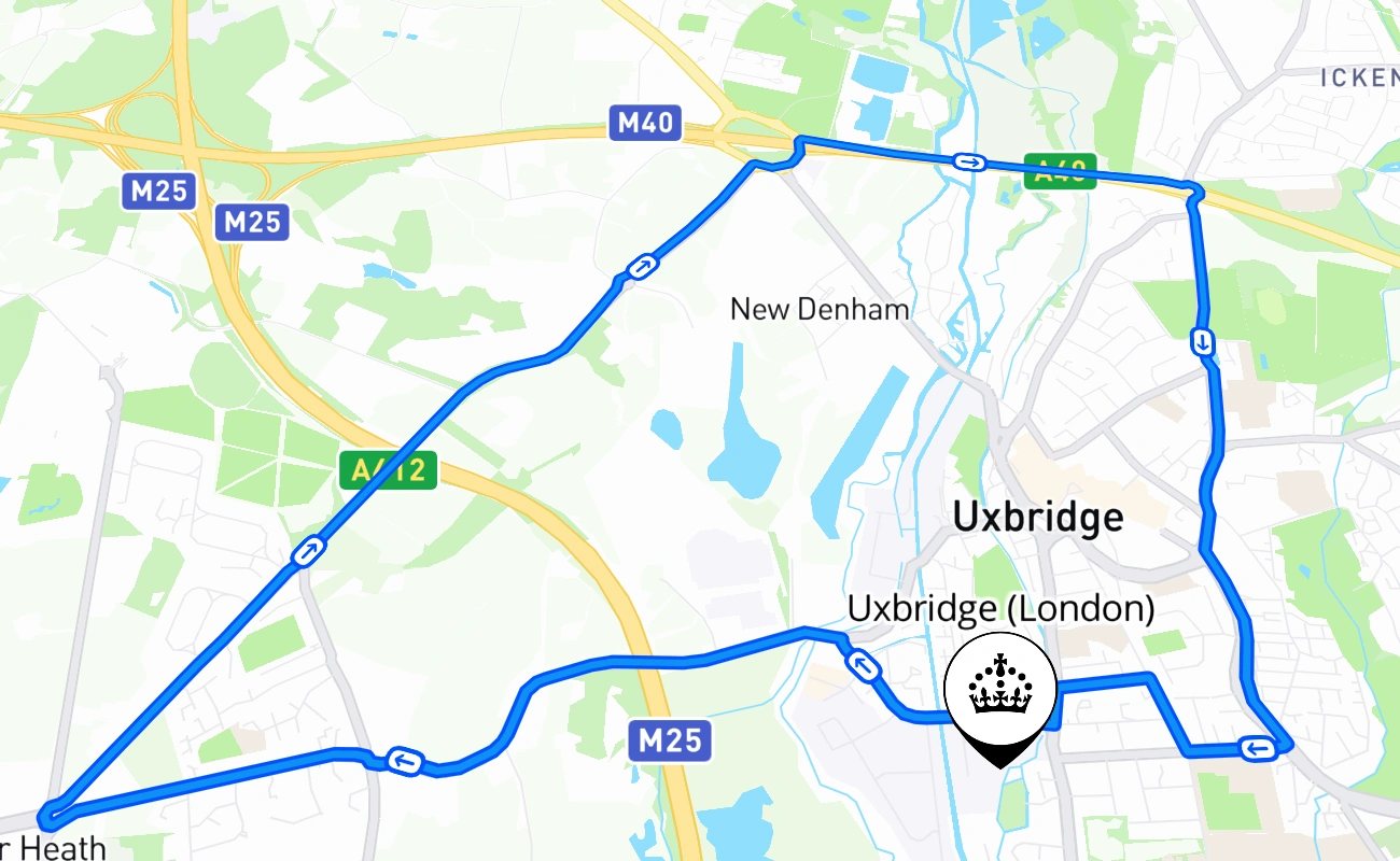 Uxbridge (London) 驾考路线 #2369 地图 - ENG 英国