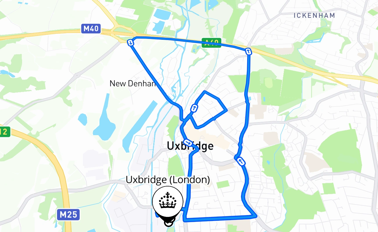 Uxbridge (London) 驾考路线 #2371 地图 - ENG 英国