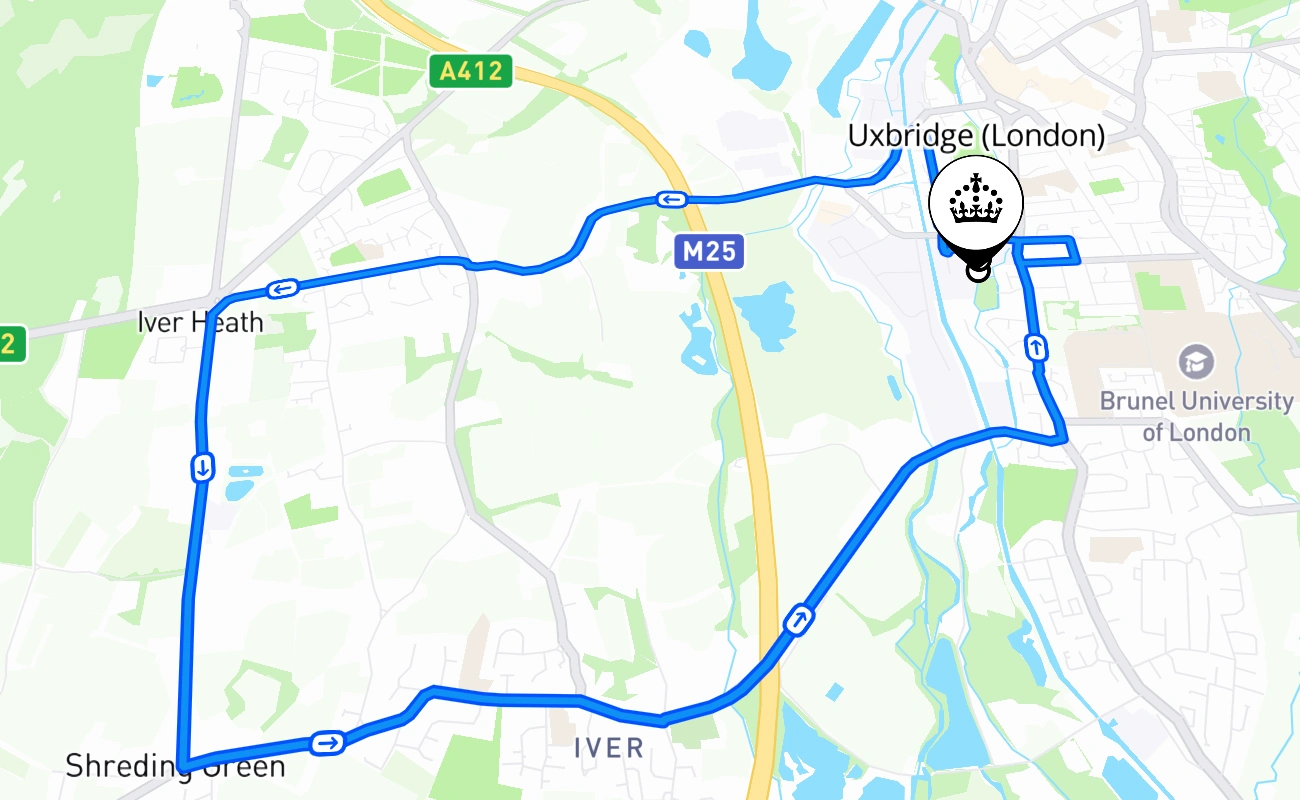 Uxbridge (London) 驾考路线 #2372 地图 - ENG 英国